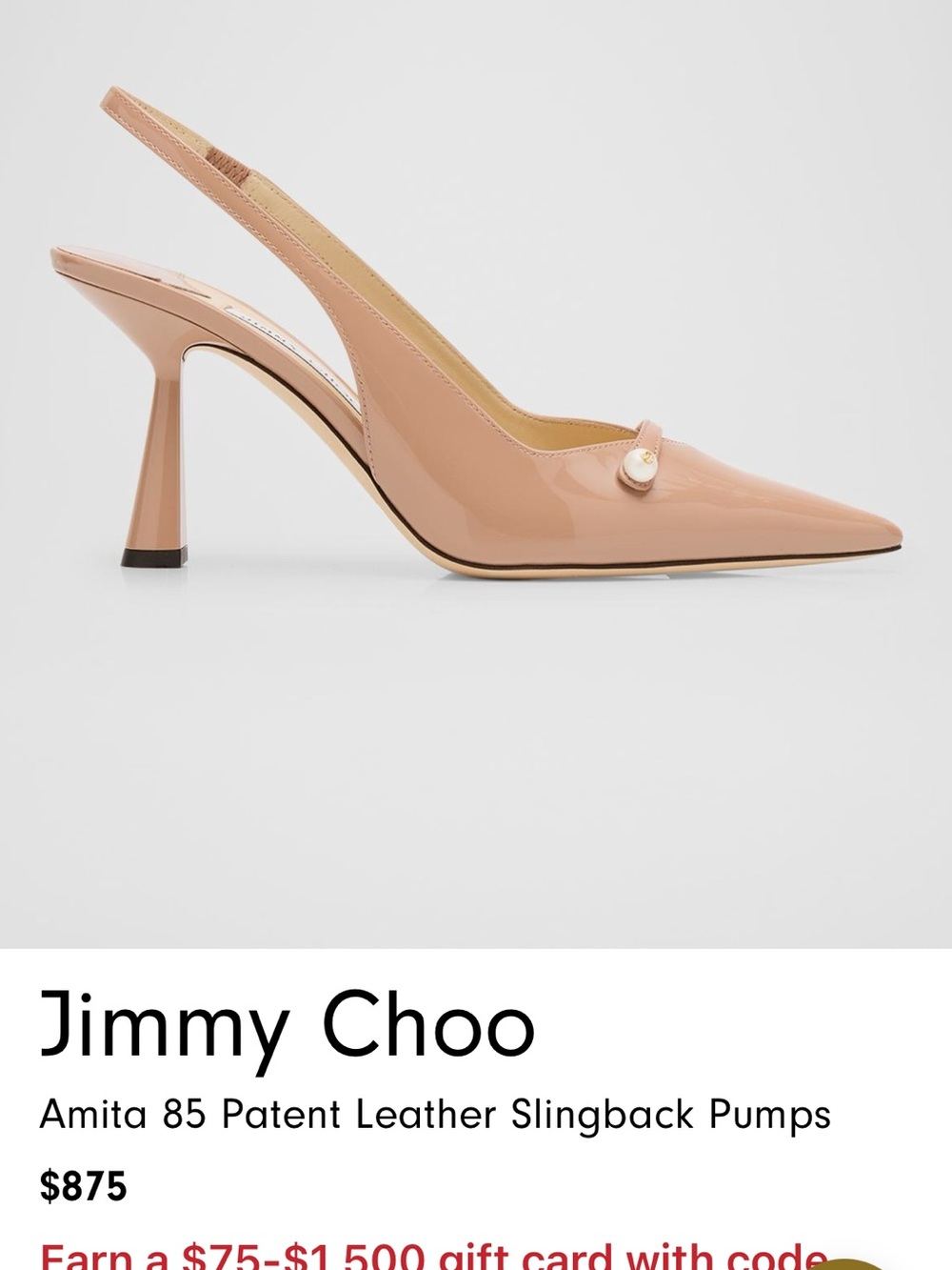 Jimmy Choo Nude Patent Leather Slingback Pumps